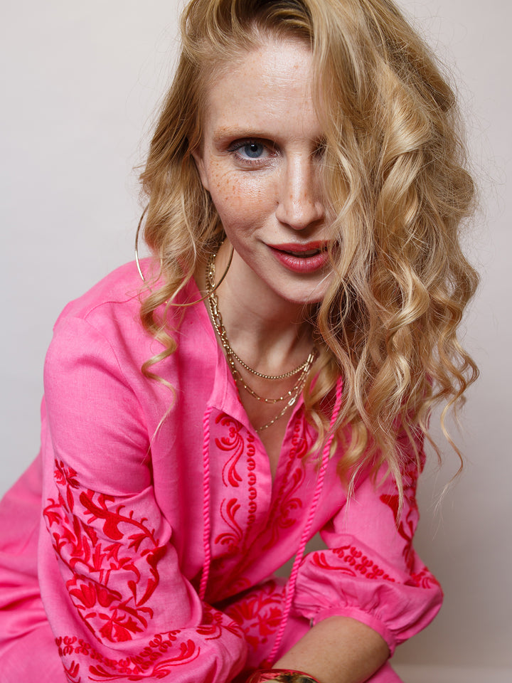 Maxikleid LeinenPink
