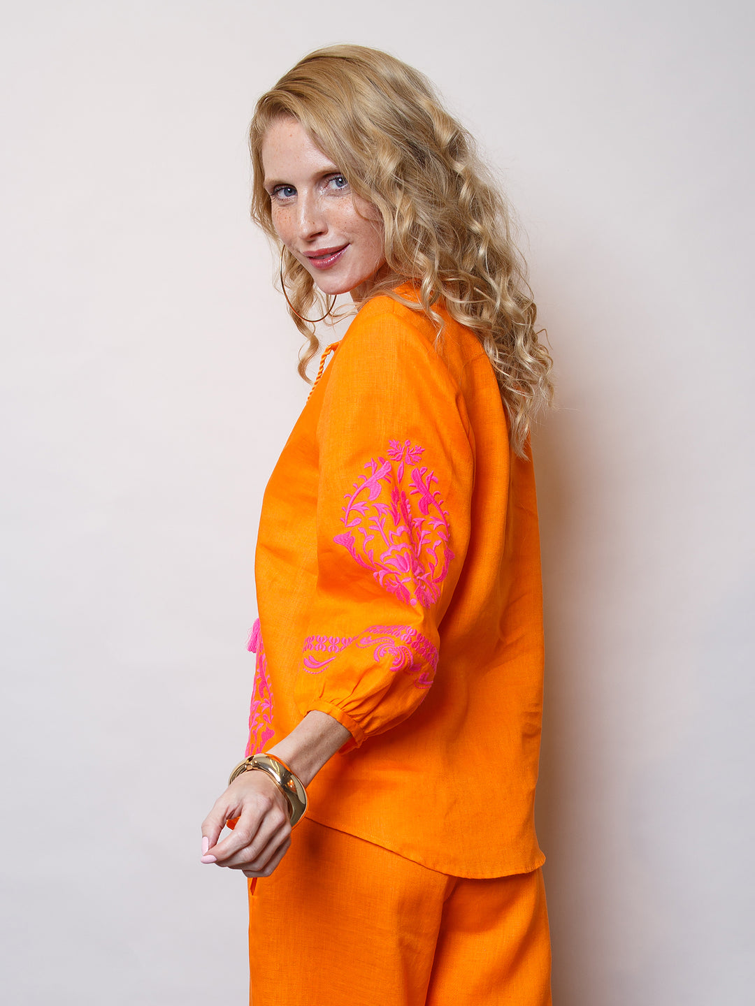 Shirtbluse Leinen Orange