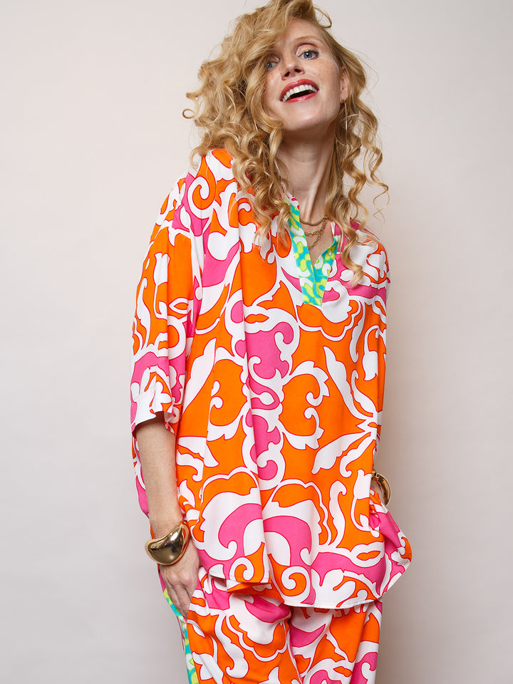 Oversized Bluse Orange Pink