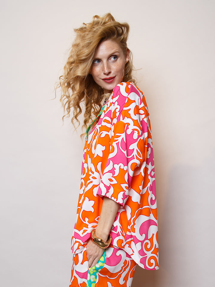 Oversized Bluse Orange Pink