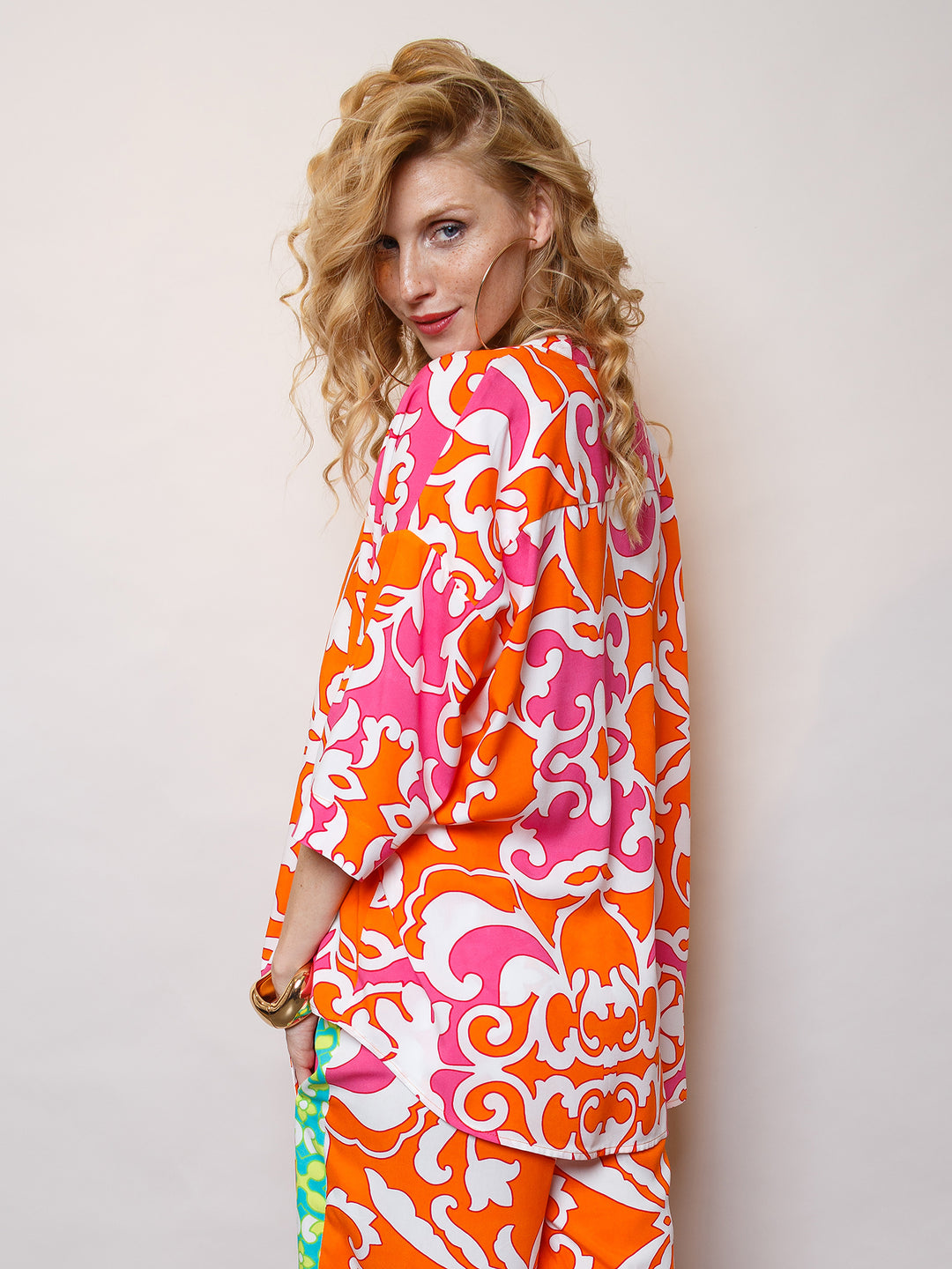 Oversized Bluse Orange Pink