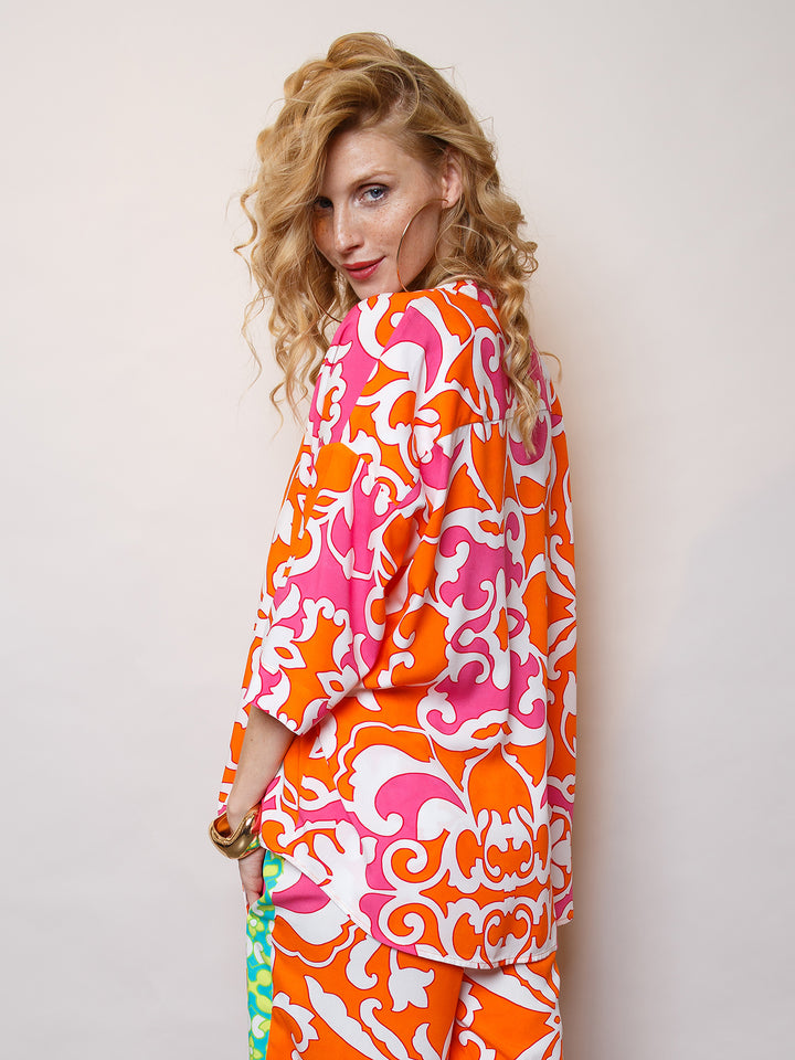 Oversized Bluse Orange Pink