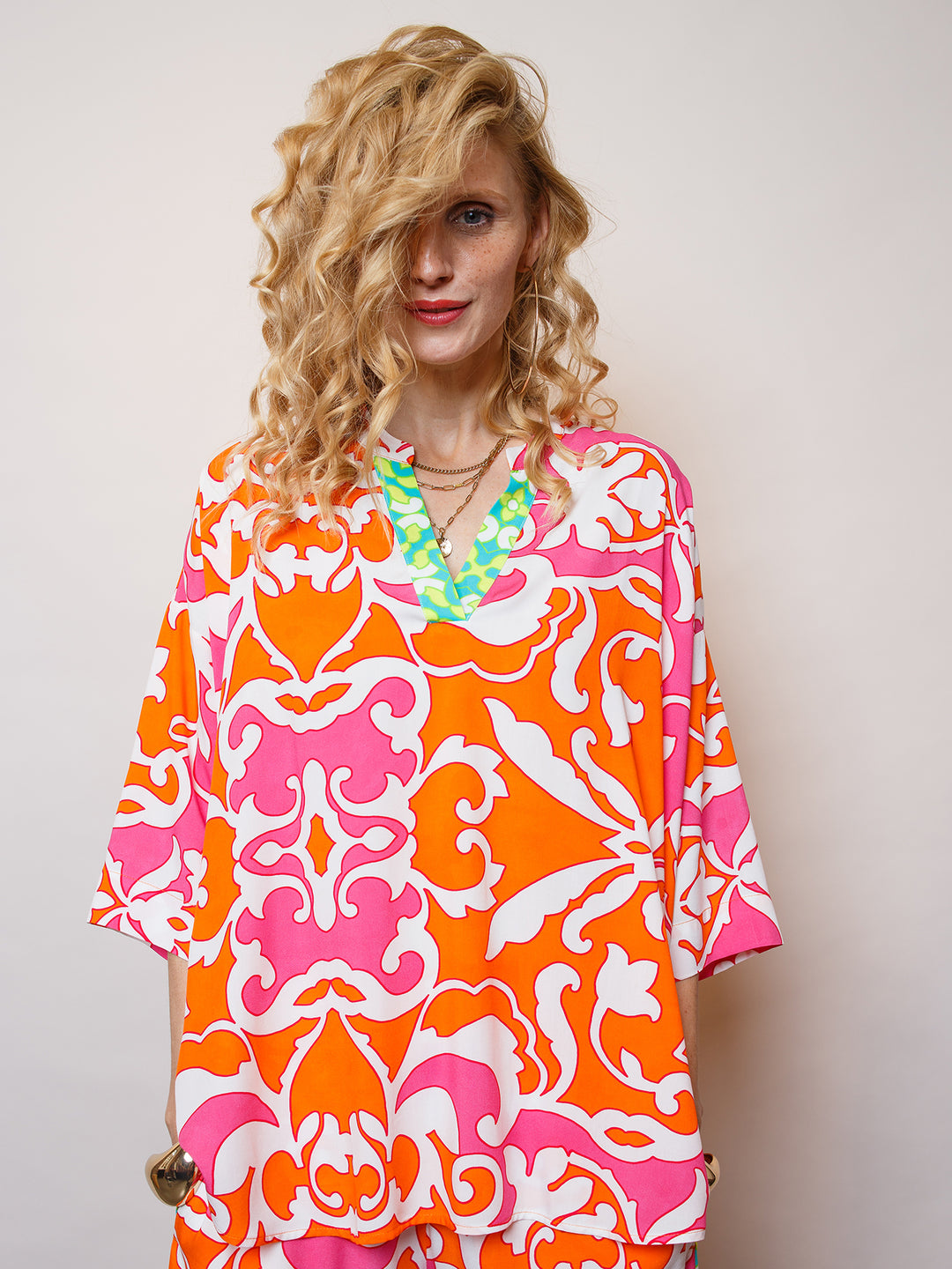 Oversized Bluse Orange Pink
