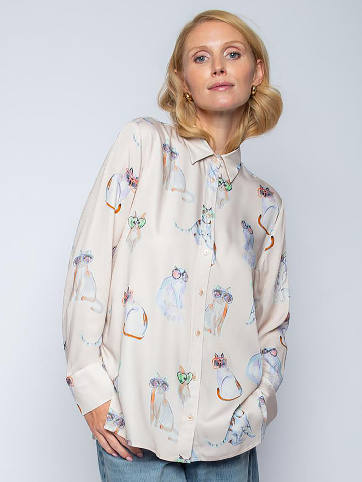 Hemdbluse Cat Print