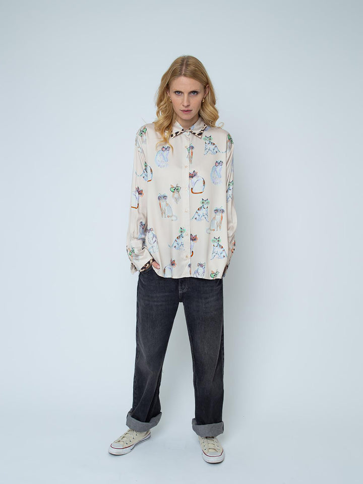Hemdbluse Cat Print Leo
