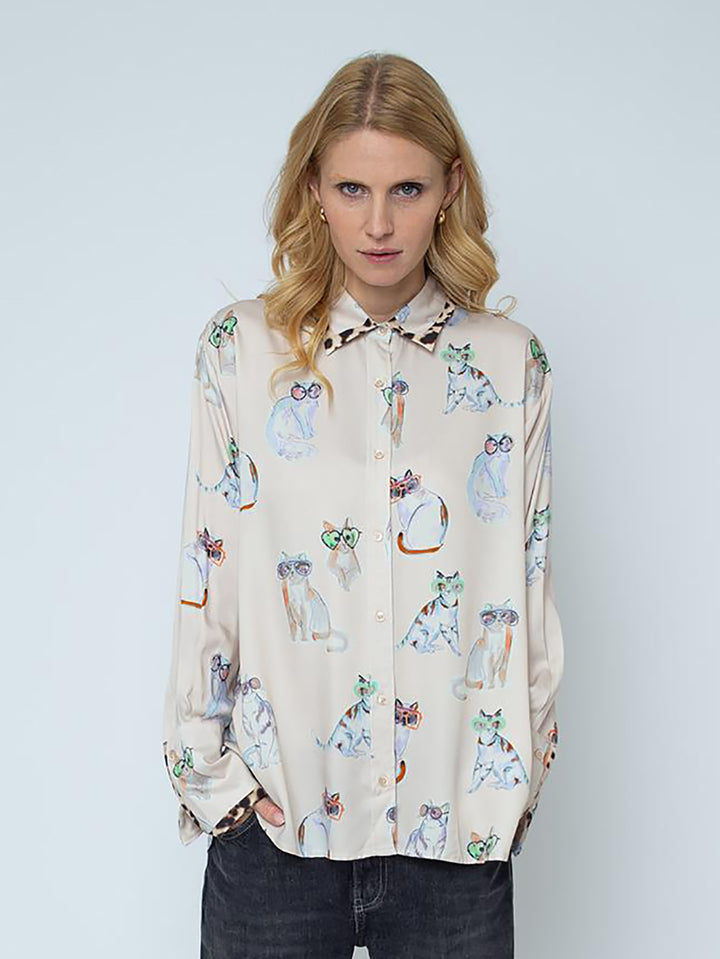 Hemdbluse Cat Print Leo