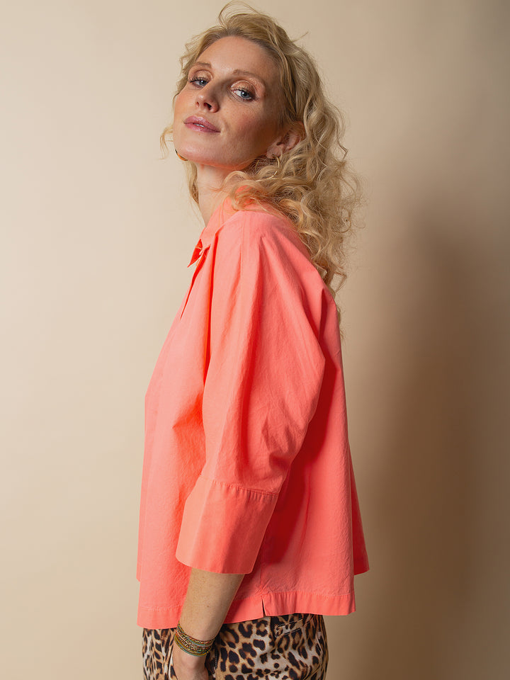 Coole Kurzarmbluse Neon Orange