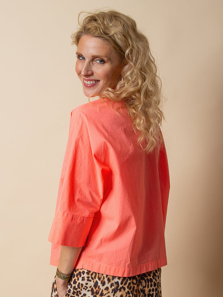 Coole Kurzarmbluse Neon Orange
