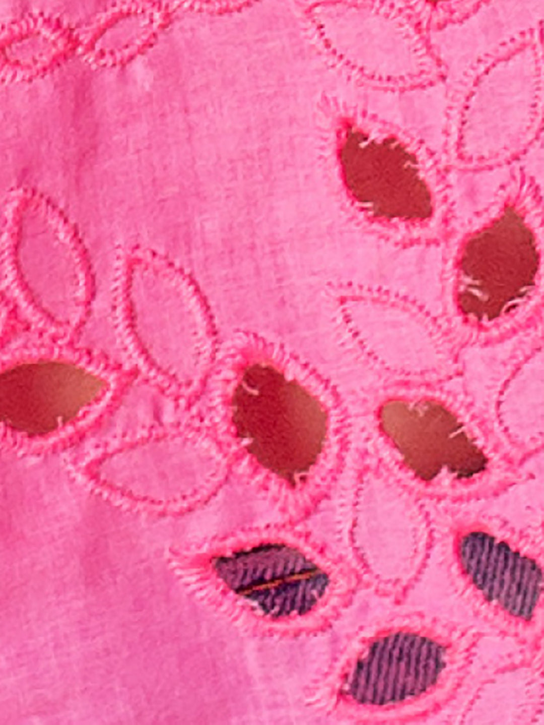 Halbarmbluse Lochstickerei Pink