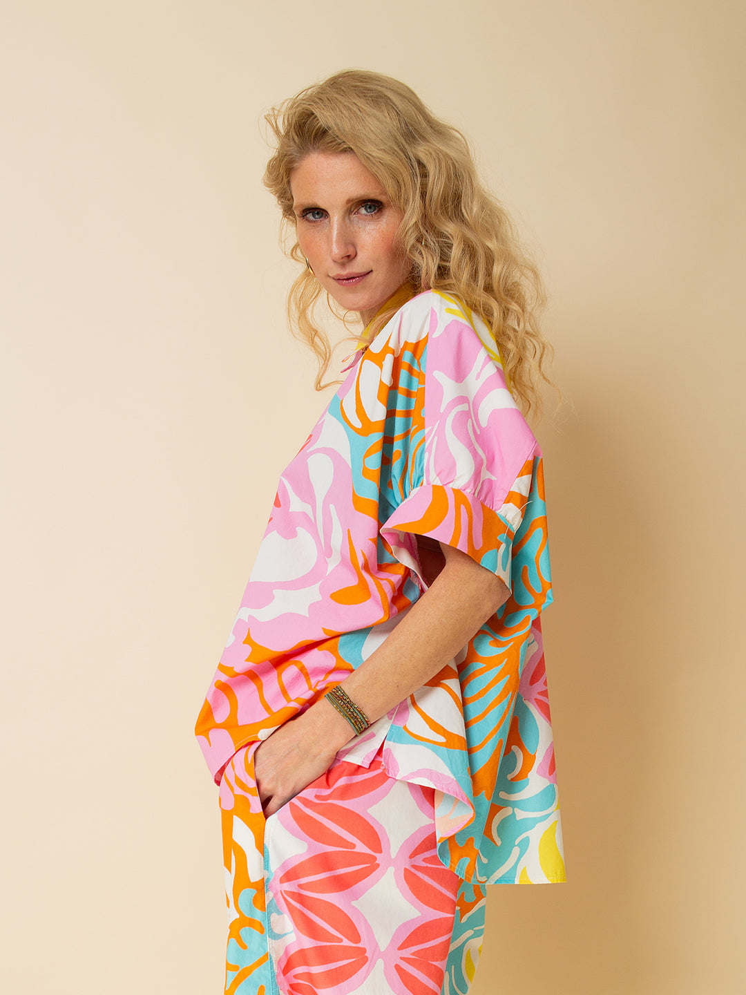 Oversized Bluse Retro Print