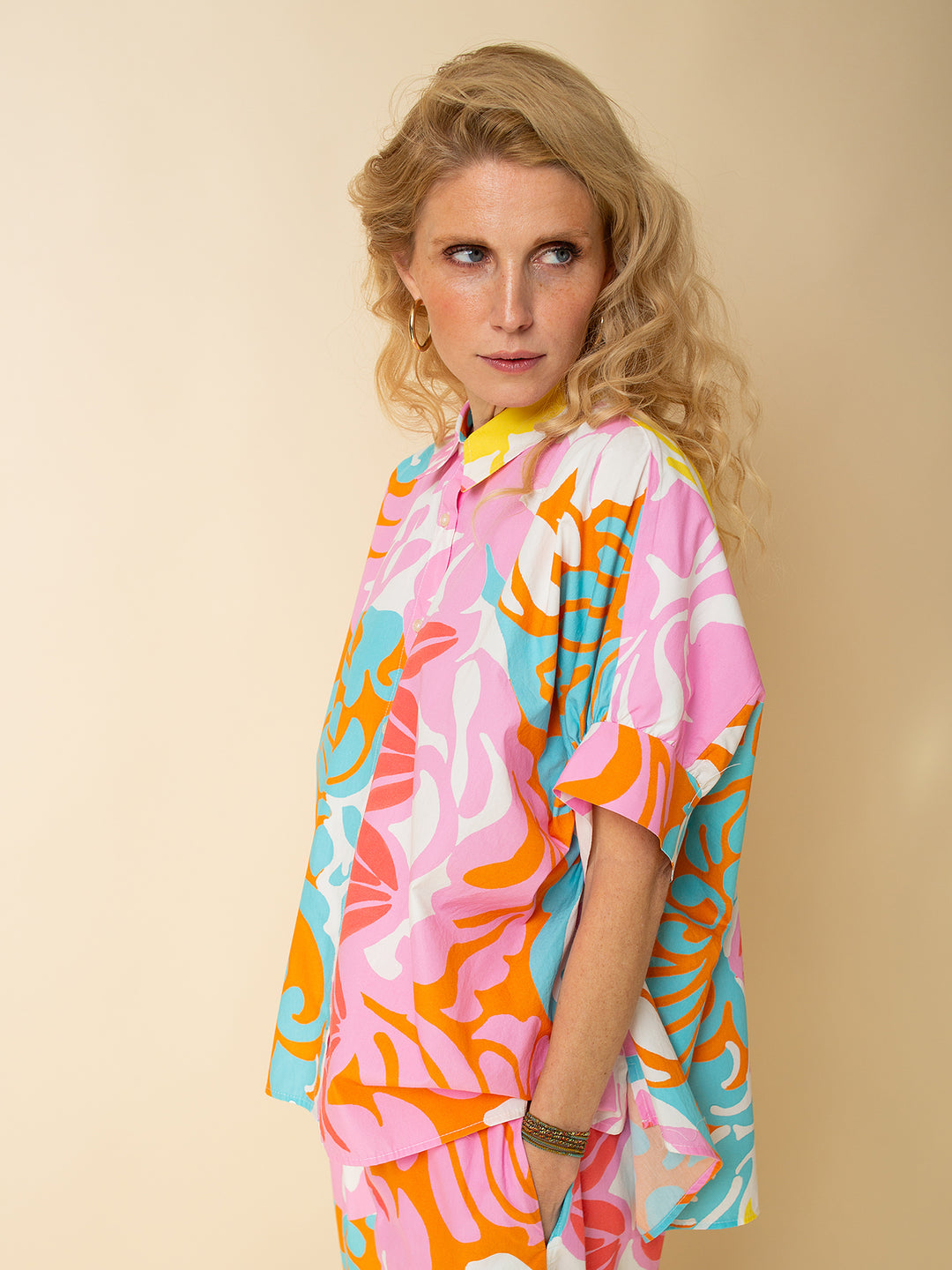 Oversized Bluse Retro Print