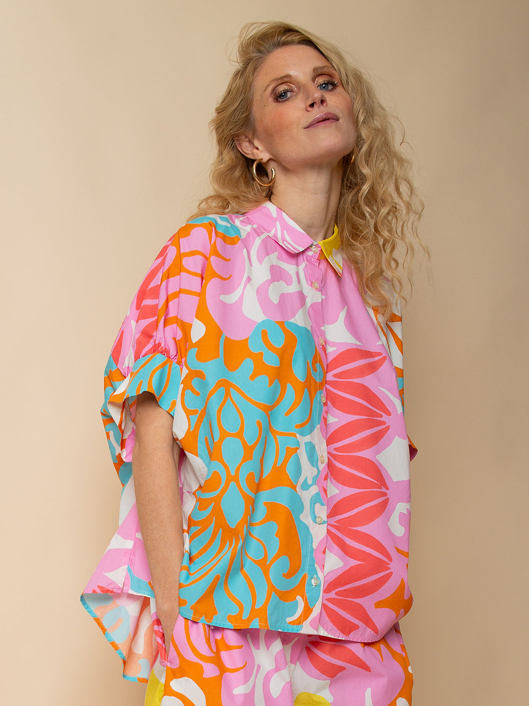 Oversized Bluse Retro Print
