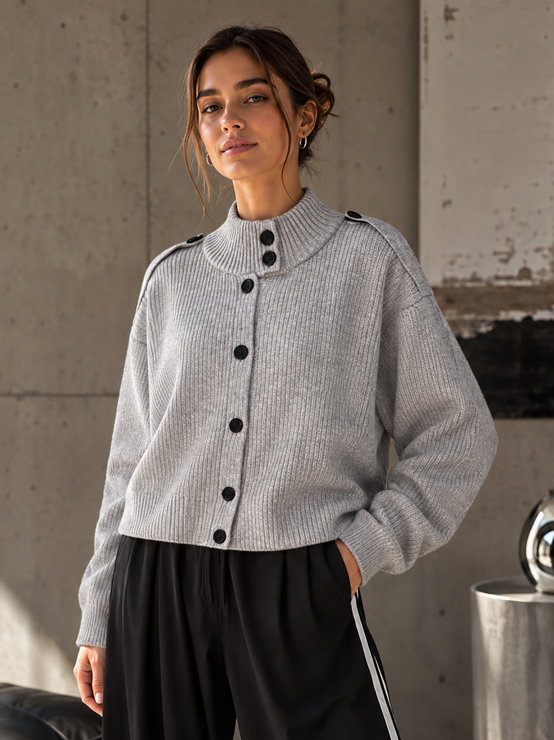 RowCC Utility Cardigan Grey Melange