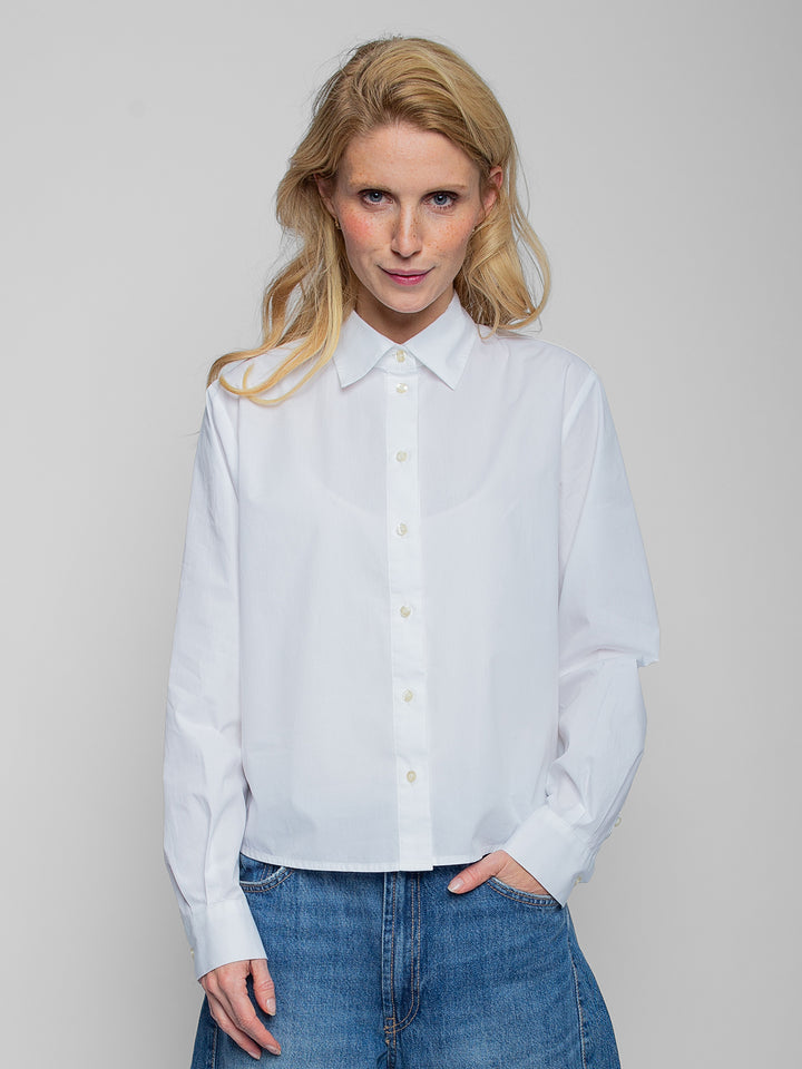 Hemdbluse Cropped White