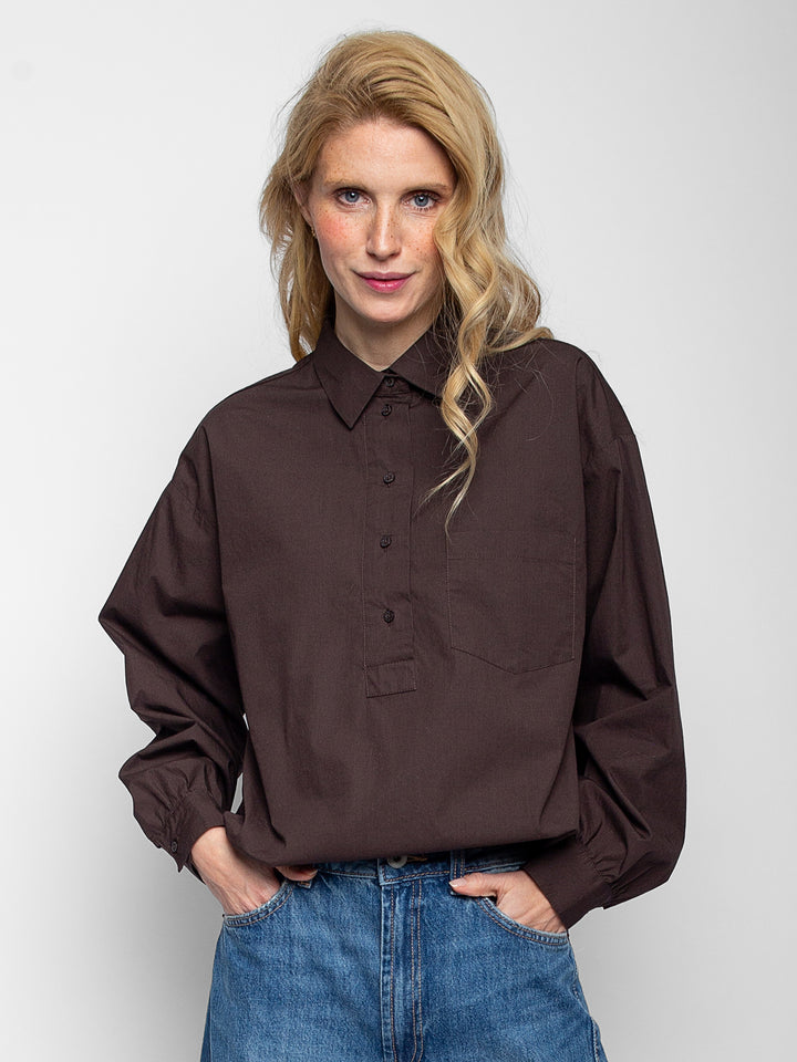 Hemdbluse mit Taschen Chocolate