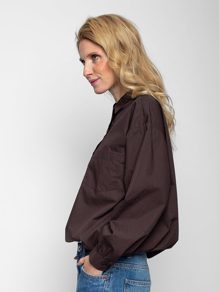 Hemdbluse mit Taschen Chocolate
