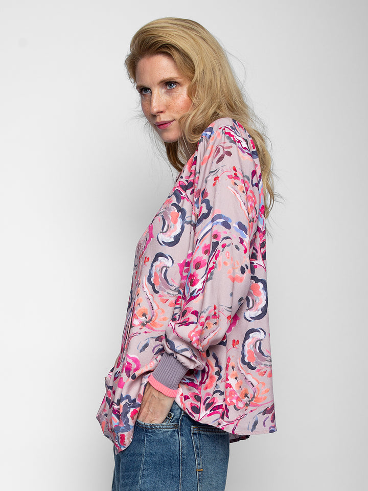 Blusenshirt Multipaisley Beere Strickmanschette