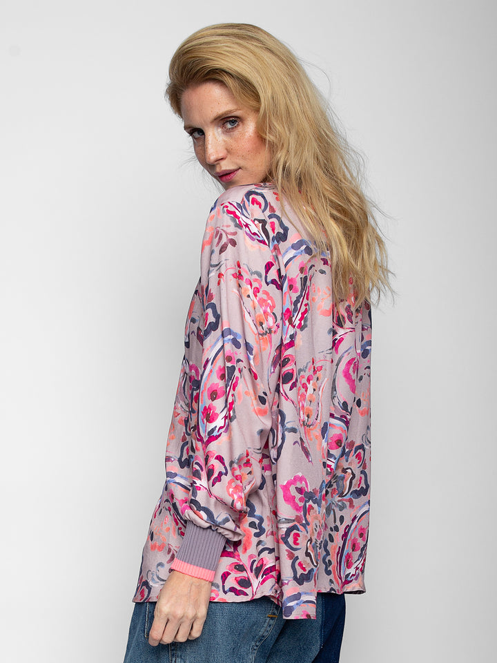Blusenshirt Multipaisley Beere Strickmanschette