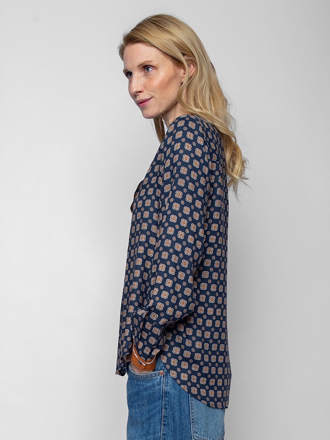 Blusenshirt Navy Brown