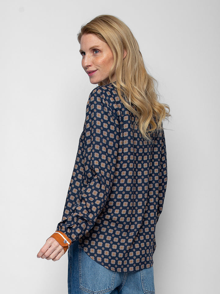 Blusenshirt Navy Brown