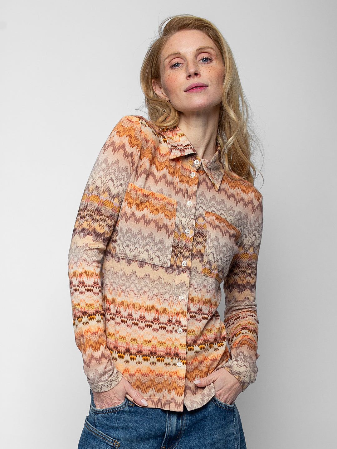 Hemdbluse Slim Fit Bluse Multicolour