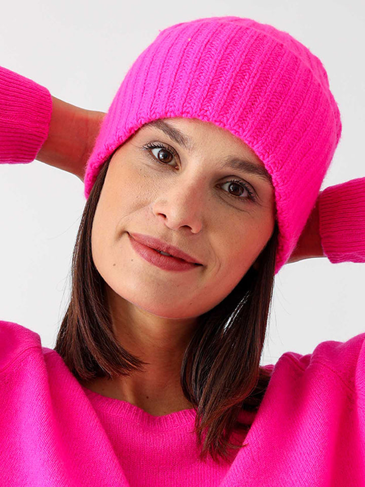 Kaschmir Ribbon Beanie Neon Pink