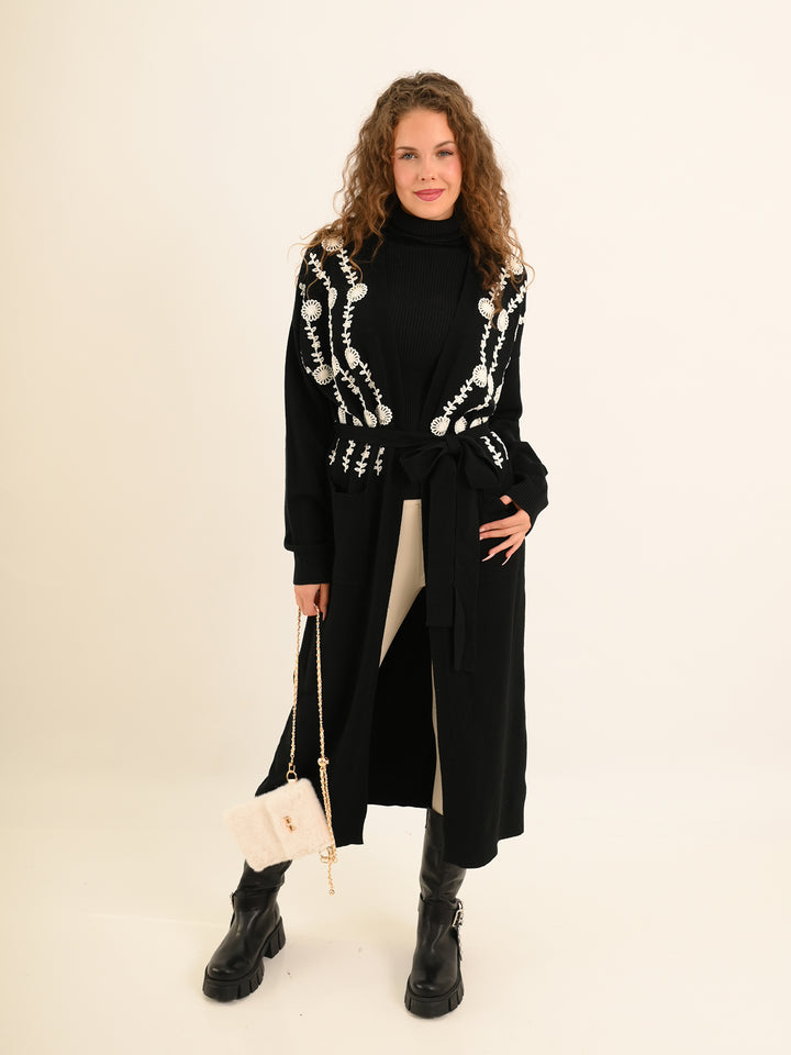 Longcardigan Ranke Schwarz