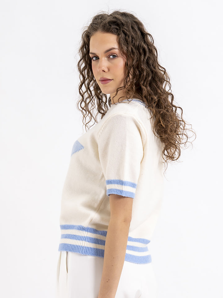 Halbarmpullover Stern Hellblau