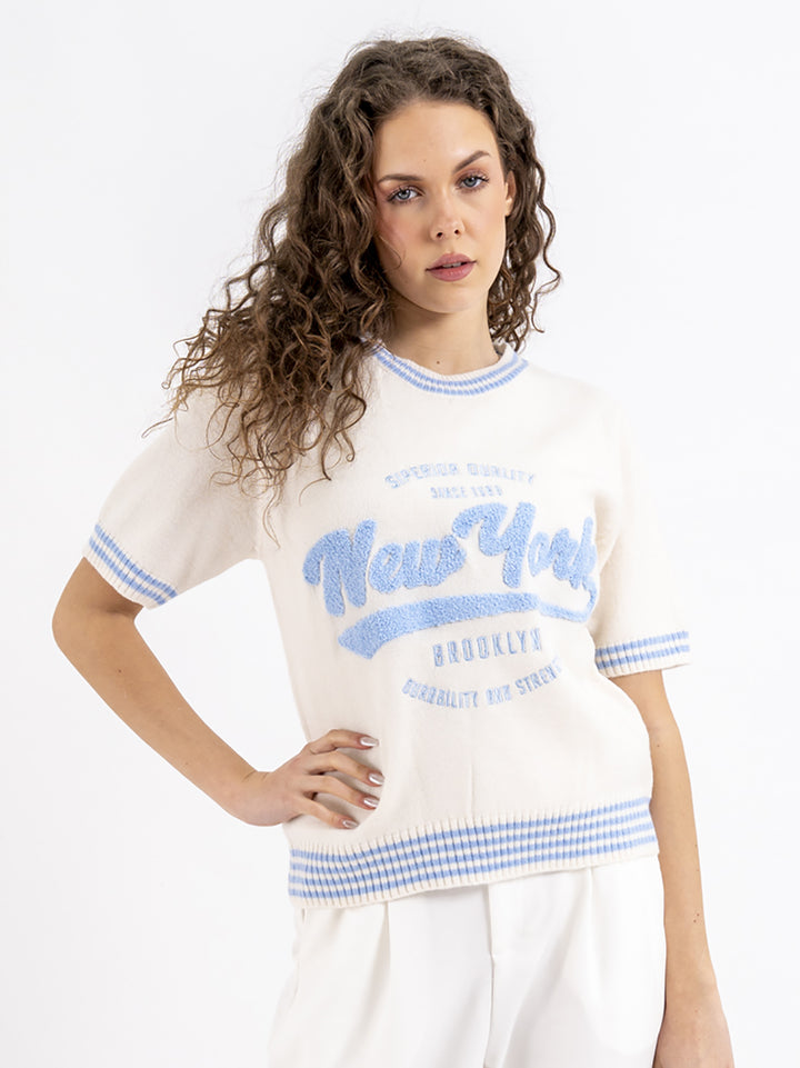 Halbarmpullover New York Hellblau