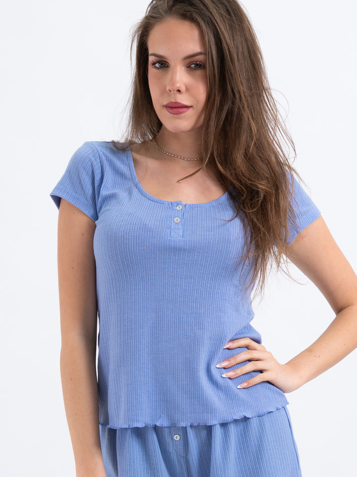 Kurzarmshirt Blau
