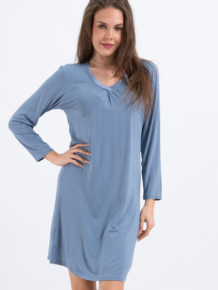 Nachthemd Langarm Blau