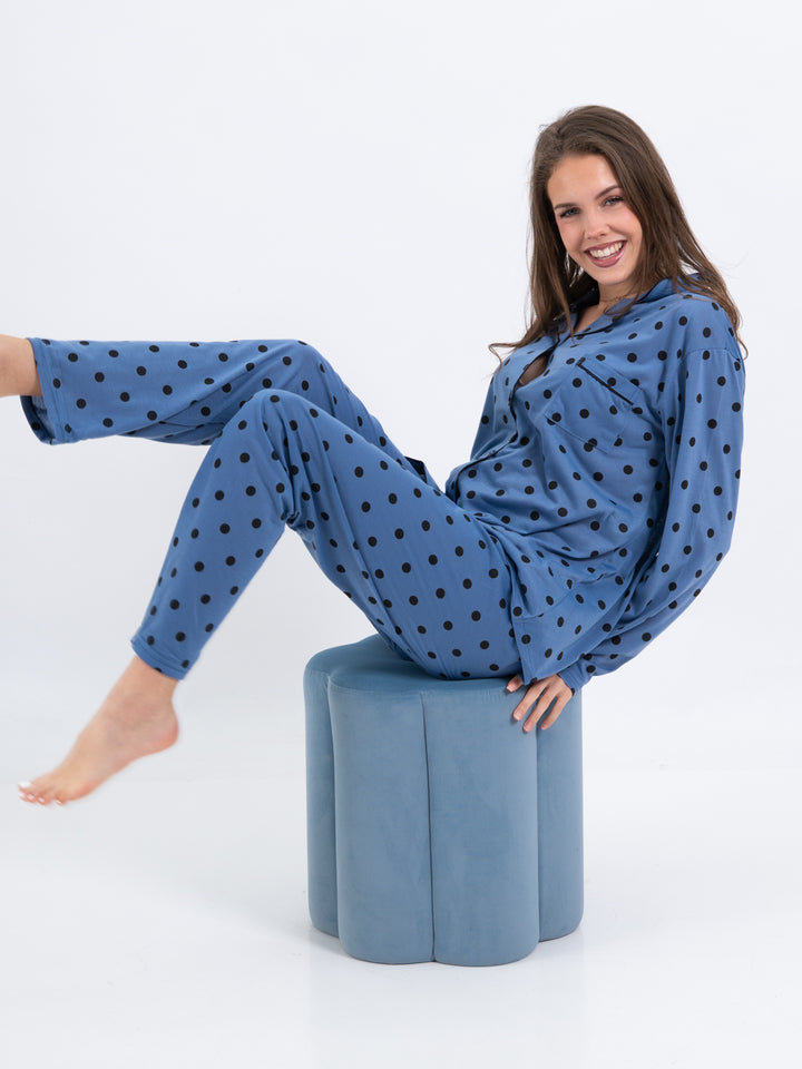 Pyjamahose Dots Blau