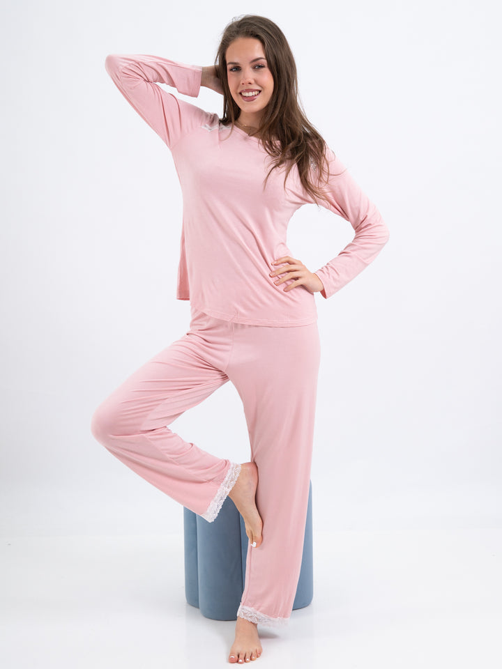 Pyjamahose Spitze Rosa