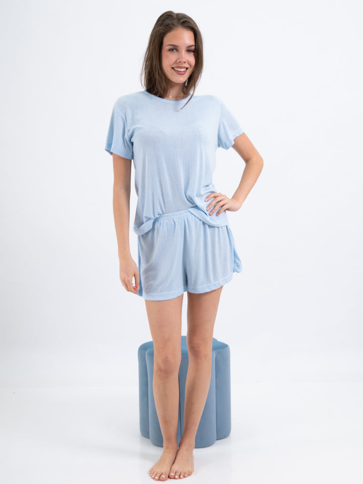 Kurze Pyjamahose Hellblau