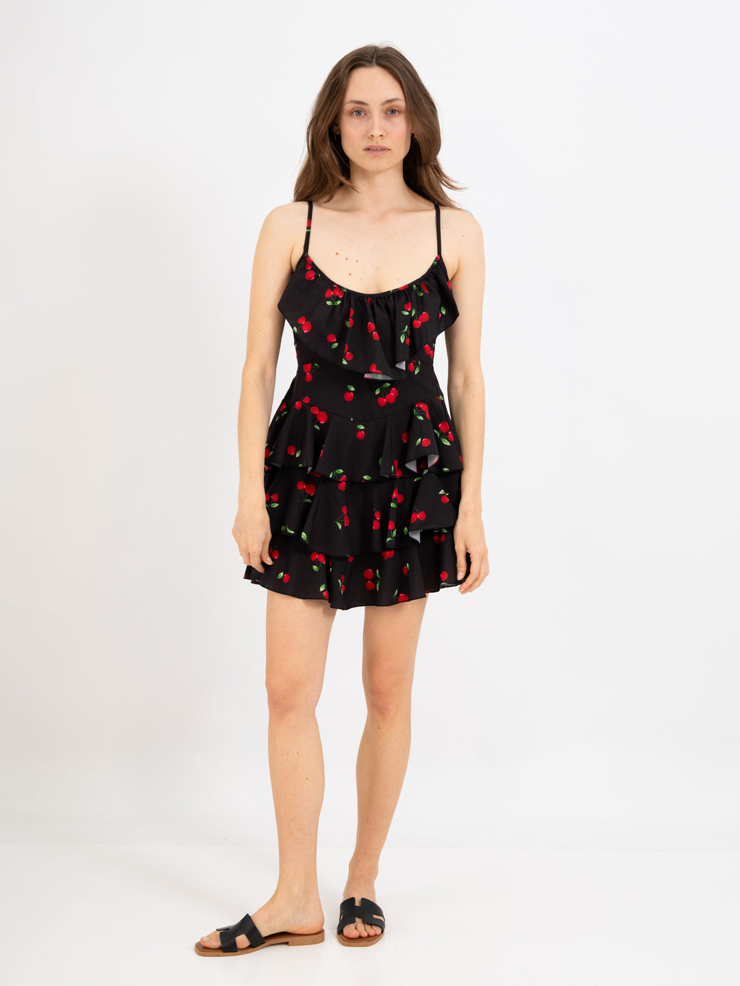 Kurzkleid Kirschen Schwarz