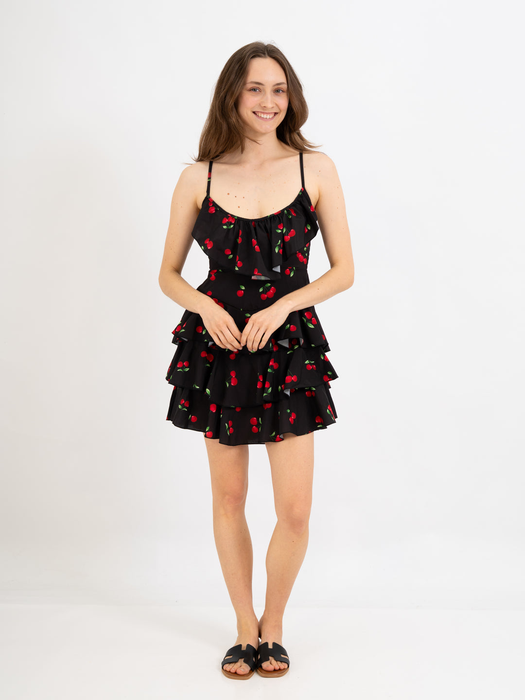 Kurzkleid Kirschen Schwarz