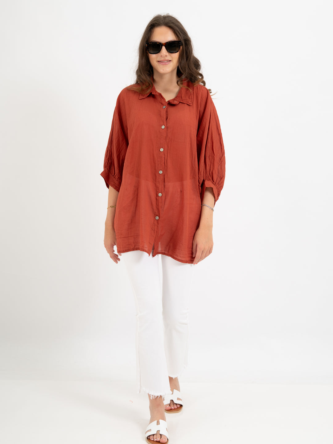 Oversized Halbarm Bluse in 7 Farben