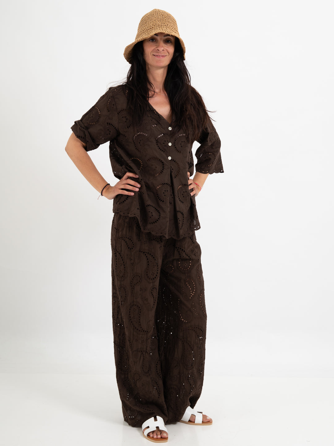 Shirtbluse mit Lochstickerei