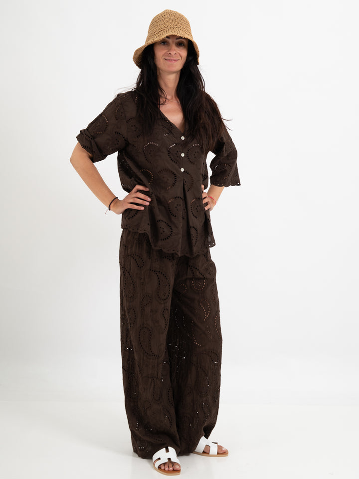 Shirtbluse mit Lochstickerei