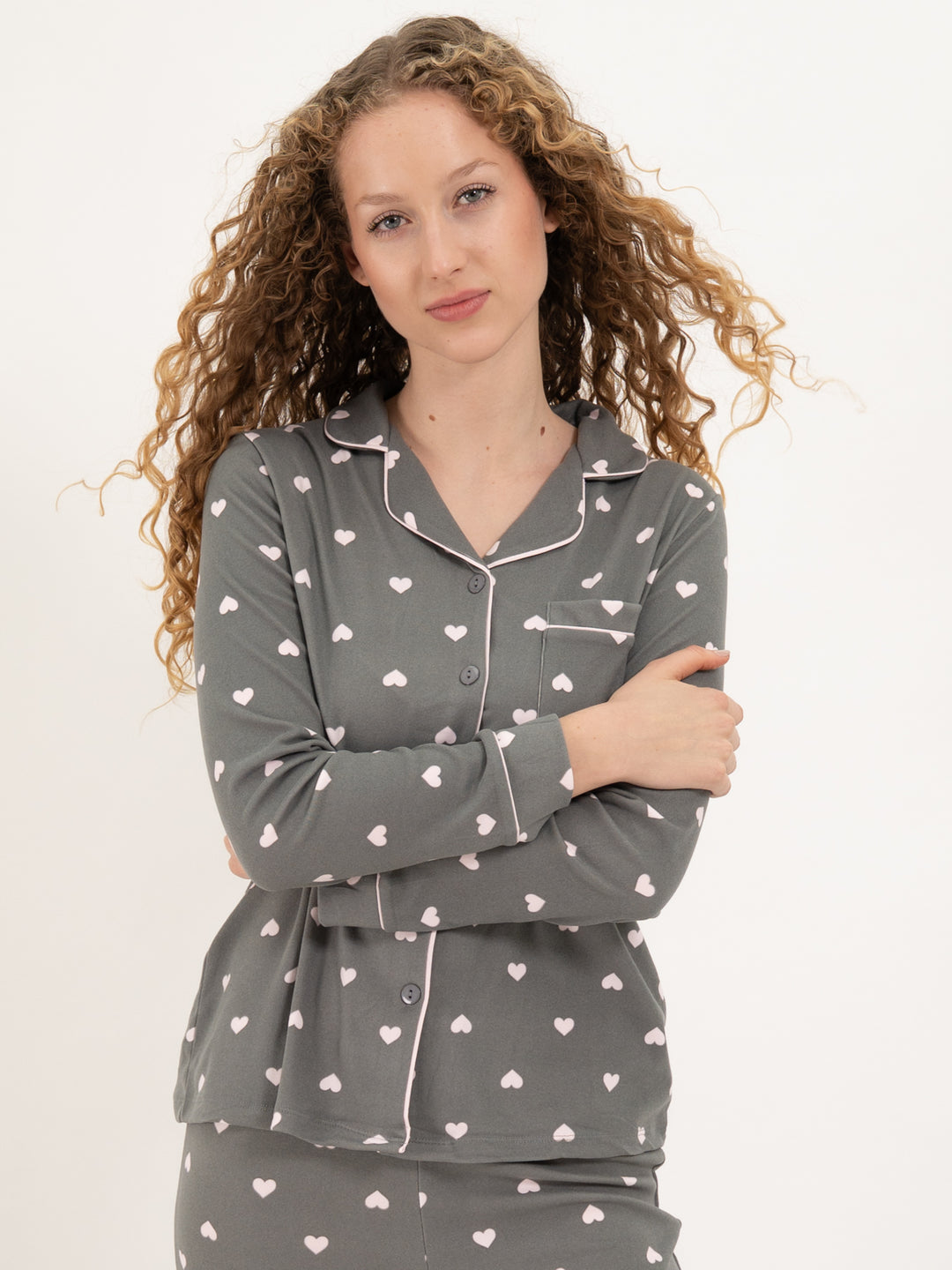 Pyjama Hearts Grau