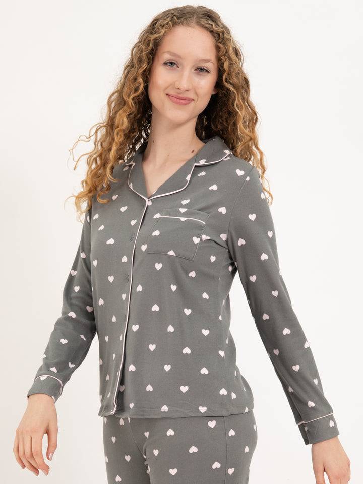 Pyjama Hearts Grau
