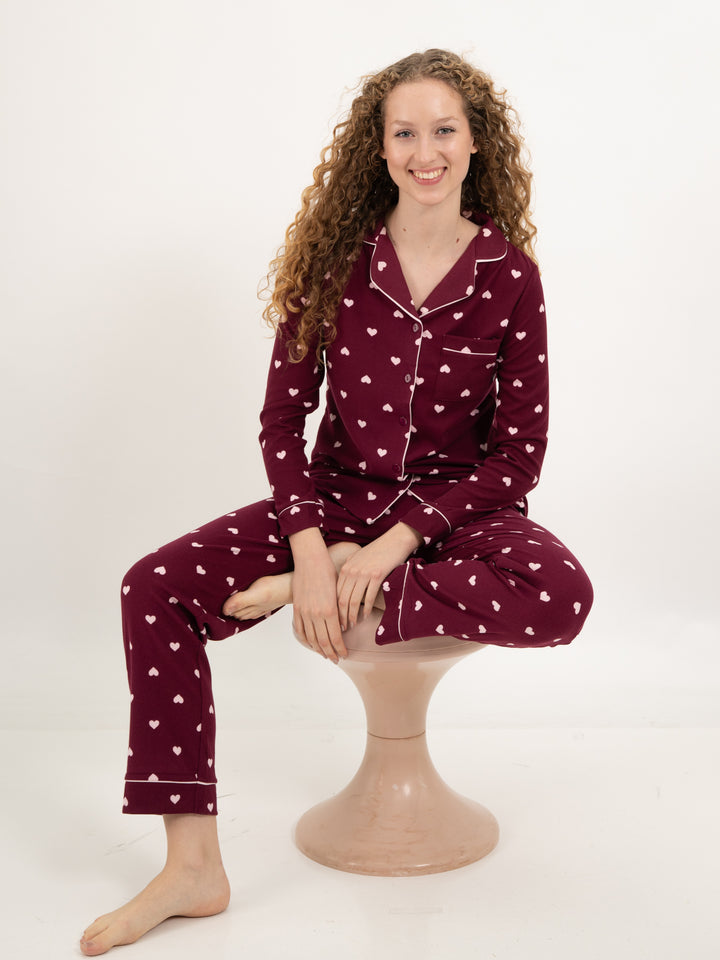 Pyjama Hearts Bordeaux