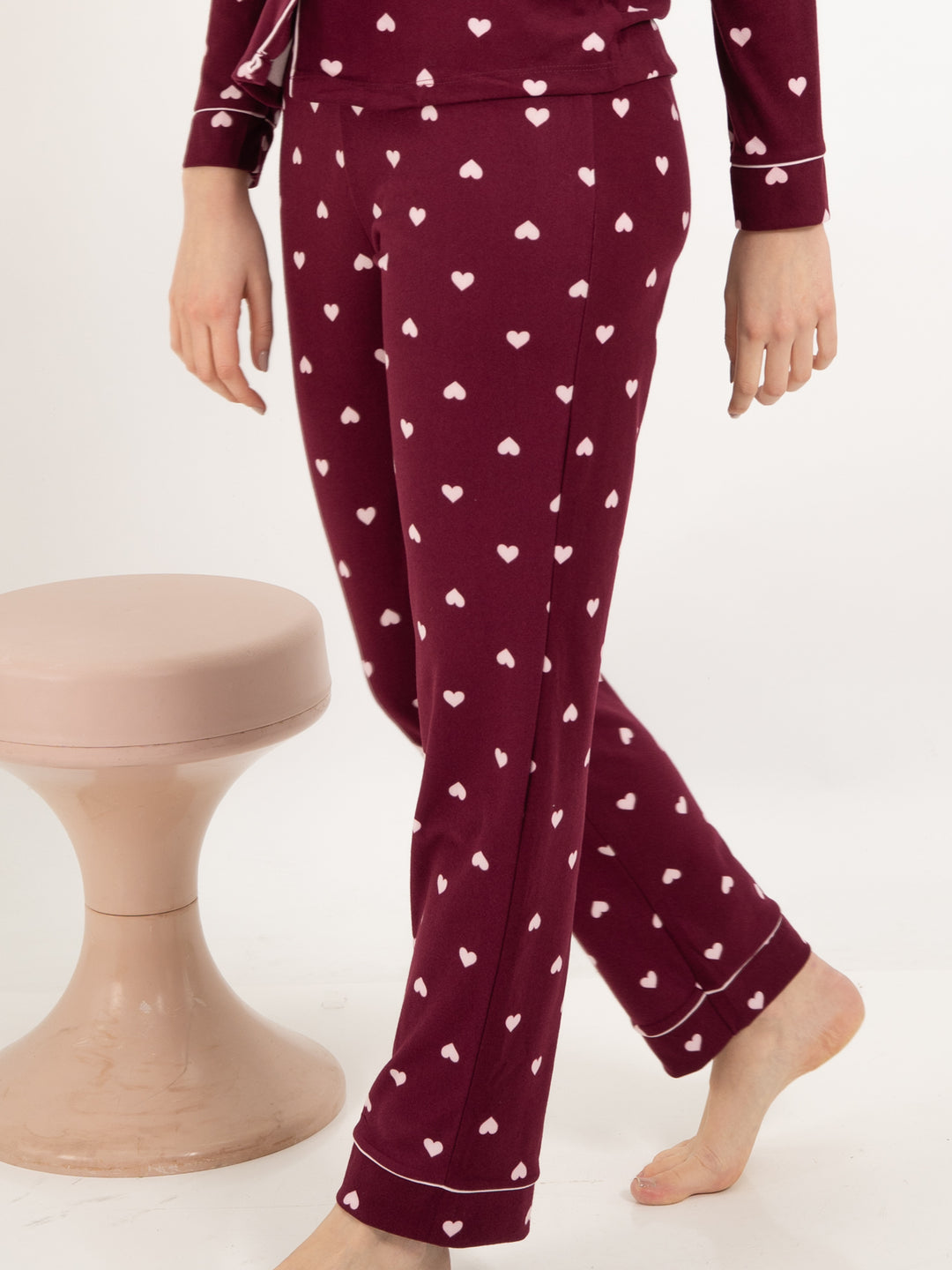 Pyjama Hearts Bordeaux