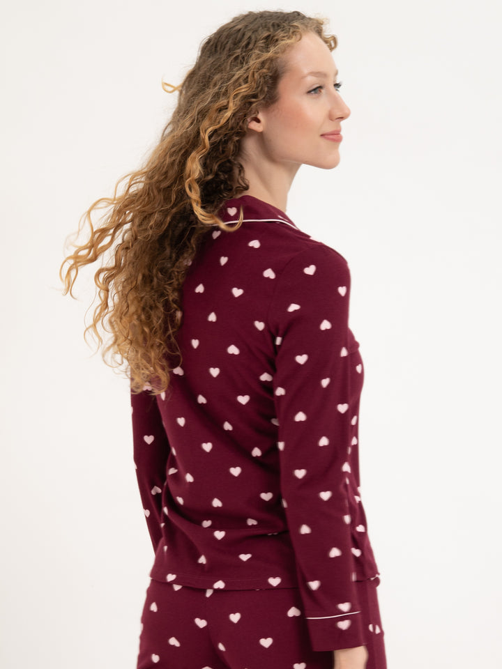 Pyjama Hearts Bordeaux