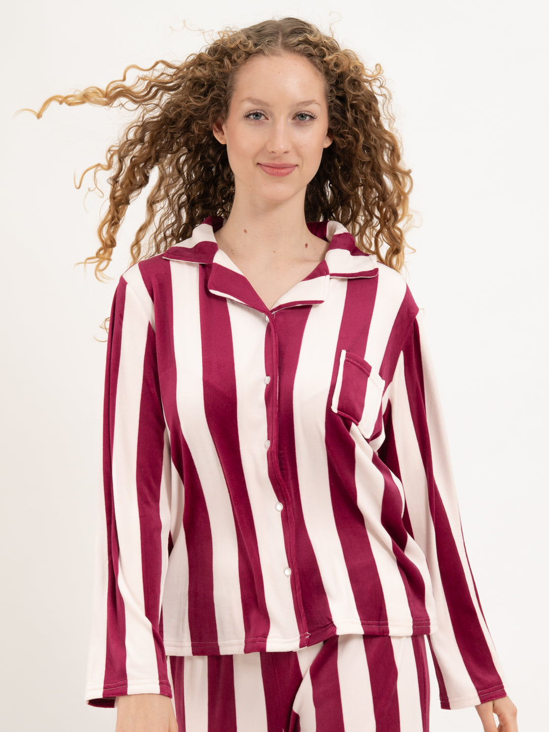 Pyjama Velvet Stripes Bordeaux