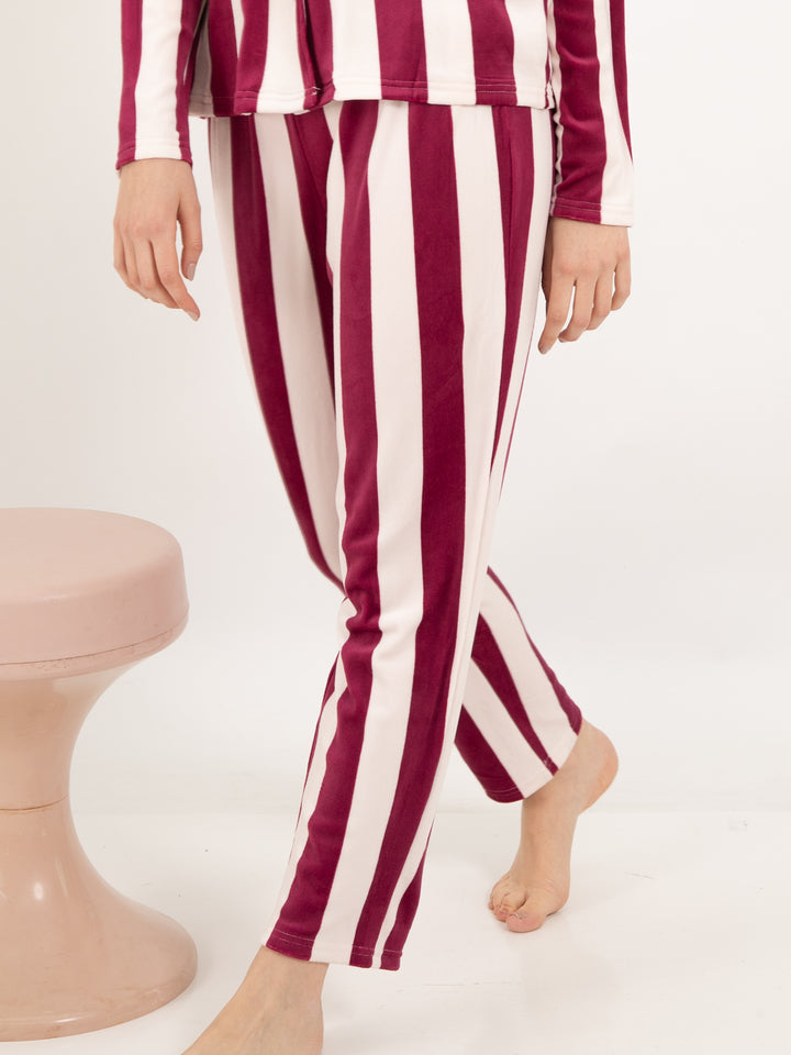 Pyjama Velvet Stripes Bordeaux