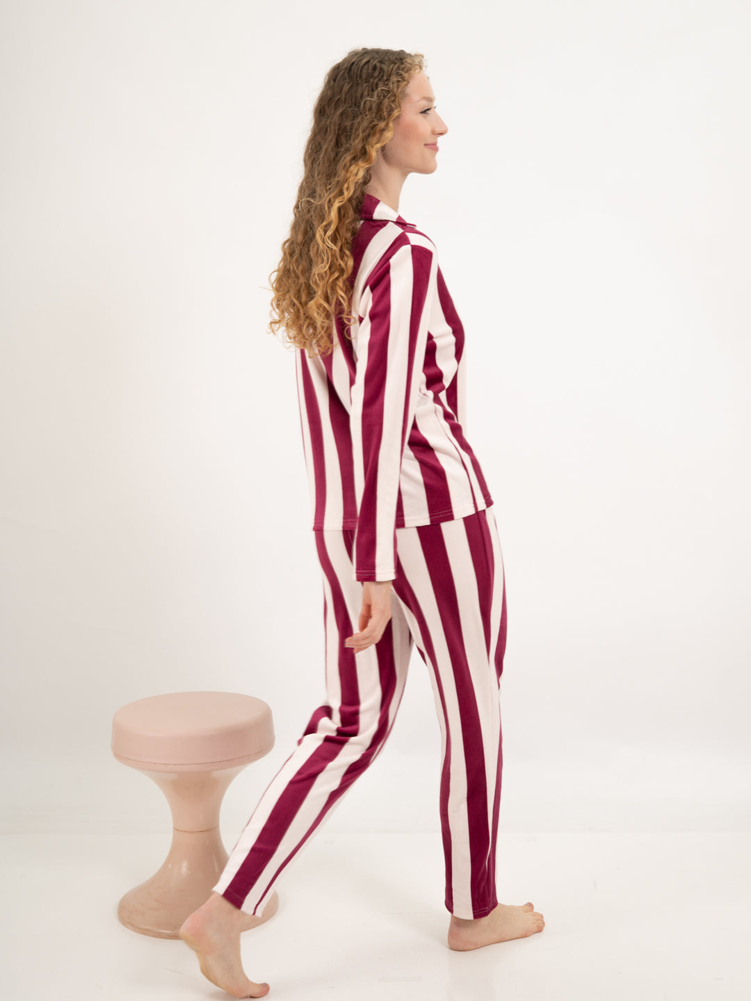 Pyjama Velvet Stripes Bordeaux