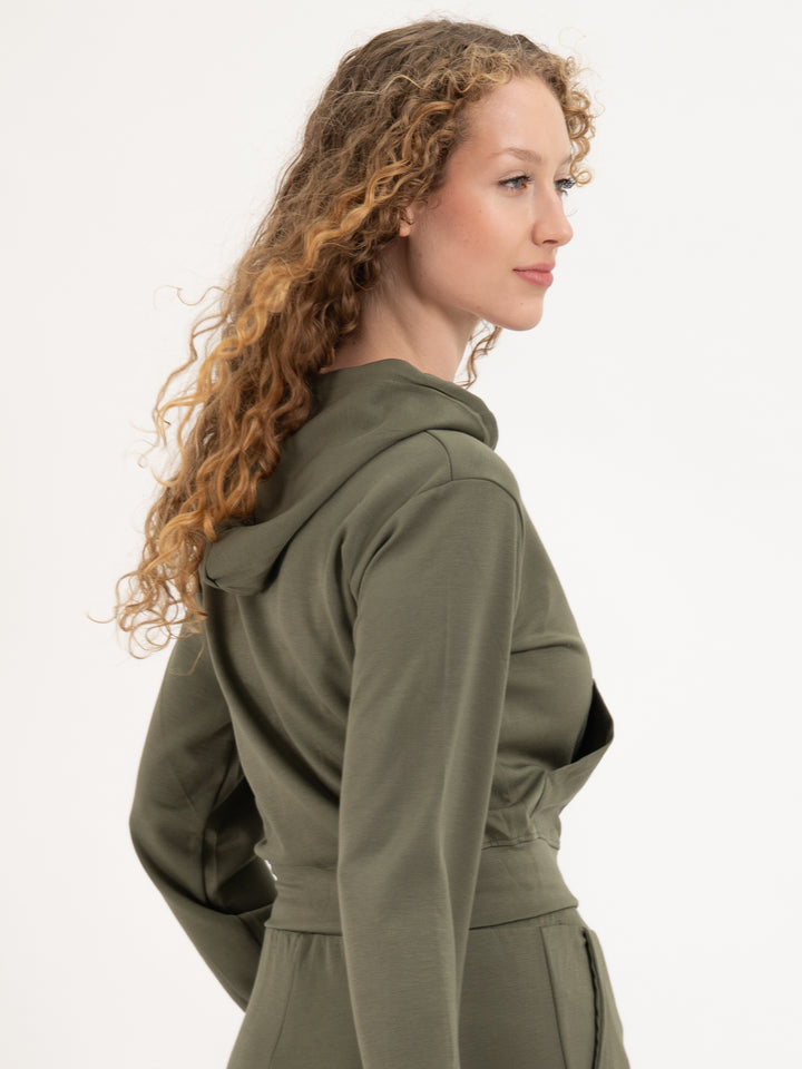 Homewearjacke Kapuze Short Khaki