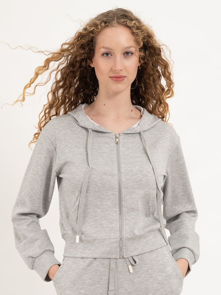Homewearjacke Kapuze Short Grau