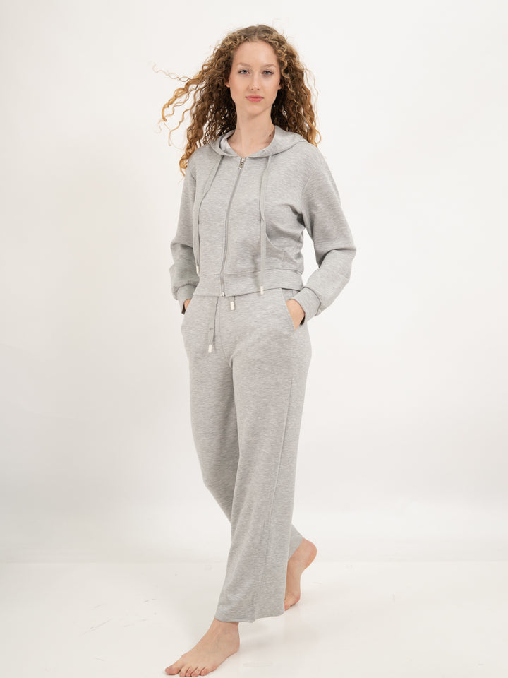 Homewearjacke Kapuze Short Grau